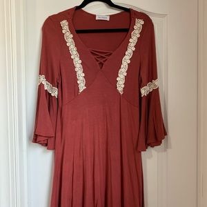 Burnt red flowy dress
